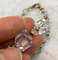Antique VTG Art Deco Gold Filled Rhombic Graduated Cut Crystal Glass Necklace