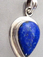 VINTAGE STERLING SILVER BLUE LAPIS LAZULI & SILVER MATRIX 1 5/8″ LAPIS PENDANT