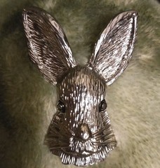 Bunny/Rabbit Head Brooch/Pin Brushed Silvertone Jewelry New!
