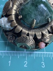 Rare MCM vintage brooch Brass Toned With Stone Accents