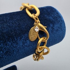 Vtg Chunky Maximal Art John Wind Matte Gold Tone Link Bracelet 6.75″