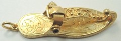 Art Deco Antique 19K Yellow Gold Sandal Shoe Charm 8.6 Grams 1.64″x.51″