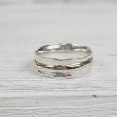 VINTAGE HAMMERED SPINNER BAND STERLING SILVER 925 RING SZ 7 SOUTHWEST PRETTY