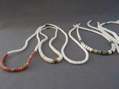 Vintage Shell Disc Necklace Bead Jewelry Mixed Lot 9 Used Wearable Barrel Red