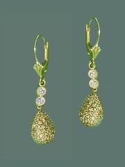 Vintage 14k Yellow Gold Dangling Earrings About 60 Diamonds