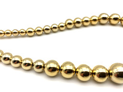 Vintage H Signed Bright GoldTone Metal Ball Beads Graduated Choker 14″ Necklace