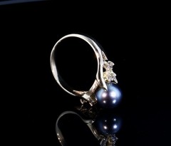 Vintage 14k Gold Tahitian Pearl & I Si Diamond Dress Ring Size M1/2 Val $5270