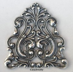 #2156 ANTIQUED .925 STERLING SILVER PLATED OPEN FILIGREE COMPONENT- 1 Pc