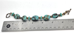 VTG Turquoise Nugget Sterling Toggle Closure and Spacer Beads 7″ Bracelet