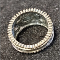 Vintage Southwestern Style Faux Turquoise Cabochon Ring Heavy Silver Plated Band