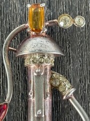 Anthony Aquilino Sterling Rhinestone Water Pump with Bucket 1947 Pin Brooch RARE