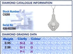 Antique Art Deco 3.51Ct Diamond and 18k White Gold Pendant Circa 1925