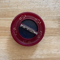 1930s-40s Cherry Juice & Black Bakelite Carved & Layered Flower Pin Brooch