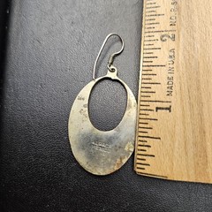 Vintage Mexico Alpaca Nickel SilverMOP Turquoise Floral Single Drop Earring