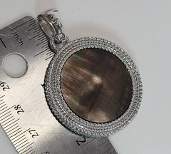 Judith Ripka Round MOP Sterling Enhancer Pendant w/ Pave Ruby Heart