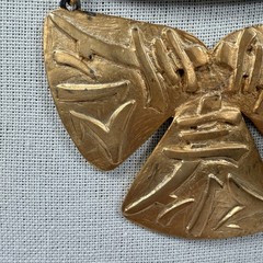 Vintage Castlecliff Necklace Bib Style Brutalist Gold Tone Statement Pendant 16″