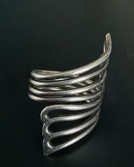 925 Silver Modernist Openwork Bypass Ring 8.8 Grams Size 8.5 Sculptural Vintage
