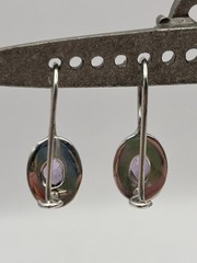 Sterling Silver Amethyst Earrings Purple Oval cut French Wire Dangle 925