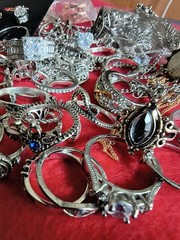 Estate Collection Silver Tone Jewelry Lot Rings Earrings mixed lot #10a (60 pcs)