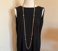 Vintage Long Gold Tone Multi Strand Chain Necklace Filigree Textured Balls 51″