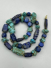 Turquoise Lapis Lazuli’s Mix Beads Strings Male Vintage Beads Vintage Jewellery