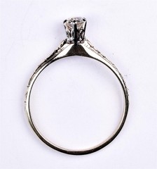 Antique 2 Tone 14K Gold Solitaire Diamond Engagement Ring Size 6 3/4
