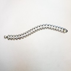 VTG Chunky Silver Geometric Link Bracelet KC Heavy Modernist 64g 8″