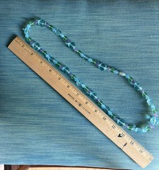 AQUA BLUE GREEN & PURPLE LUCITE/Non Glass Material Beaded Necklace