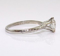 Vtg 18K White Gold 0.80ct Mine Cut Solitaire Diamond Engagement Ring Size 6 LMC2