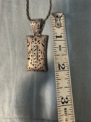Art Nouveau Necklace 925 Sterling VTG 3/4 In Bale 17.5 In Drop 1.5 In Pendant