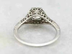 Vintage Art Deco 1Ct Round Lab Created Diamond 14K White Gold FN Engagement Ring