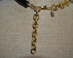 Park Lane Kontiki Black/Frosted Lucite Bib Necklace ART DECO STYLE Vtg Gold Tone