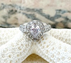 Sterling Silver 925 Wedding CZ Bridal Engagement Ring Designer Band Estate