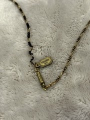 Pididdly Brass Necklace tiny Purple Glass Beads and 15 Mechanical Charms Vintage