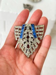 Lot 3 Antique At Deco Rhinestone Dress Clip & Brooch 1930s Estate Jewelry