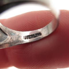 925 Sterling Silver Vintage Real Lapis Floral Oxidized Ring Size 4.25