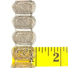 Antique Sterling Art Deco Filigree Open Scroll Works Panel Link Bracelet 6 3/4