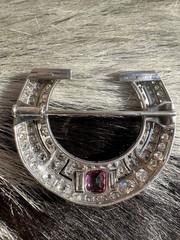 🩷 Was $12000 Art Deco Platinum 4.5ct Old Mine Diamond Pink Tourmaline Horseshoe
