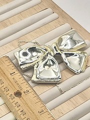 Vintage Italy 925 Sterling Silver Bow Ribbon Necklace Brooch Convertible 17″