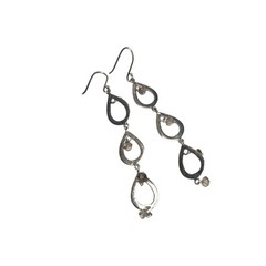 Vintage Sterling Silver Teardrop Loop Dangle Earrings Handmade Boho Jewelry