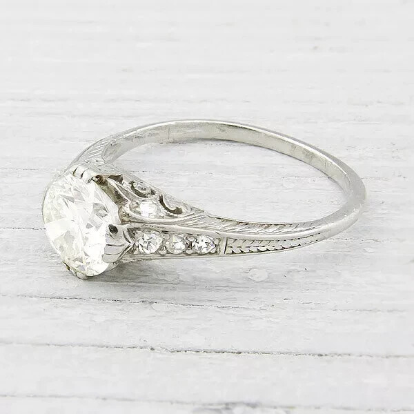 Art Deco Style 1.38Ct Round Cut Lab Created Diamond 925 Silver Engagement Ring
