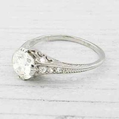 Art Deco Style 1.38Ct Round Cut Lab Created Diamond 925 Silver Engagement Ring