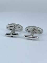 Vintage Swank hematite cufflinks long oval open silver tone design 3/4″