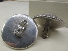 Vintage Simon Sebbag Sterling Silver Round Chunky Clip On Earrings 2″ 38gr #595
