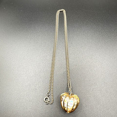 Vintage Pendant Necklace Aurora Borealis Crystal Bead Cage Gold Tone 24”
