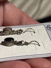 Southwest Sterling Black Gemstone Drop Dangle Earrings