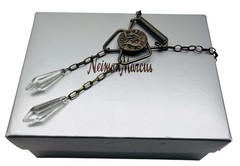 Vintage Upscale OOAK Artisan Egyptian Revival Glass Necklace Made In France BOX