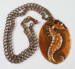 Vintage Genuine Copper Seahorse Pendant Chain Necklace Large 2.75″