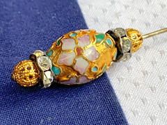 Vtg – Antique Stick Pin Lot Enamel Rhinestone Cloisonne Locket Costume Jewelry