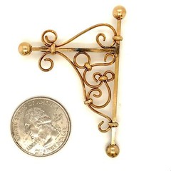Vintage 12K Gold Filled JMS Rare Scrolled Flourish Ornate Brooch Pin